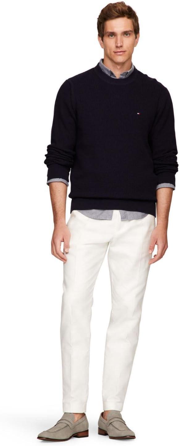 imageTommy Hilfiger mens Waffle Knit Crewneck Sweater Lightweight Pullover Also Available in Big ampamp TallDesert Sky