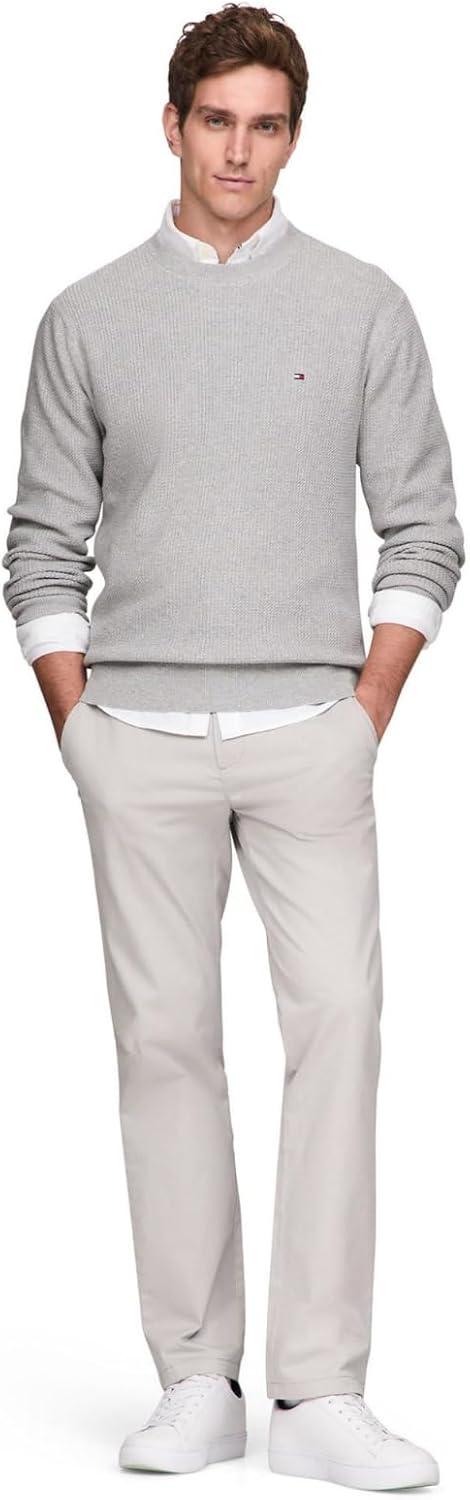 imageTommy Hilfiger mens Waffle Knit Crewneck Sweater Lightweight Pullover Also Available in Big ampamp TallLight Grey Heather