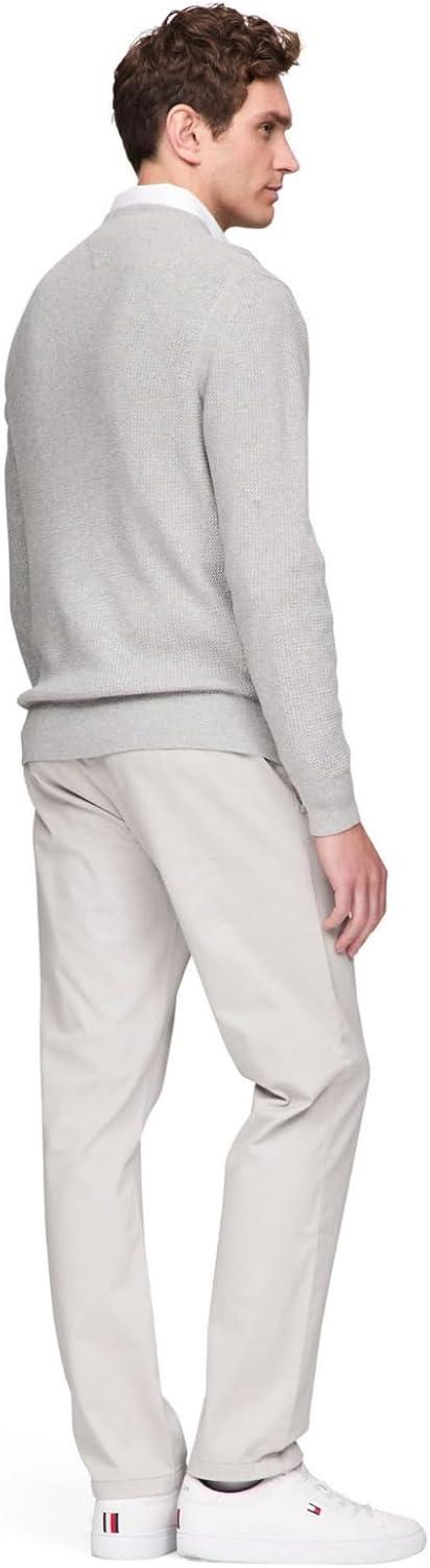 imageTommy Hilfiger mens Waffle Knit Crewneck Sweater Lightweight Pullover Also Available in Big ampamp TallLight Grey Heather