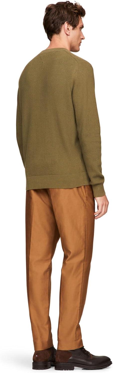 imageTommy Hilfiger mens Waffle Knit Crewneck Sweater Lightweight Pullover Also Available in Big ampamp TallUtility Olive