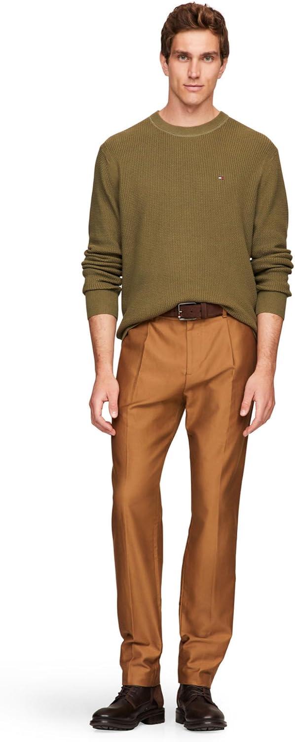 imageTommy Hilfiger mens Waffle Knit Crewneck Sweater Lightweight Pullover Also Available in Big ampamp TallUtility Olive
