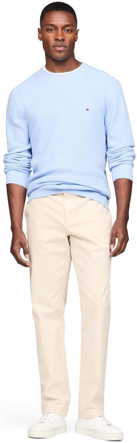 imageTommy Hilfiger mens Waffle Knit Crewneck Sweater Lightweight Pullover Also Available in Big ampamp TallVessel Blue