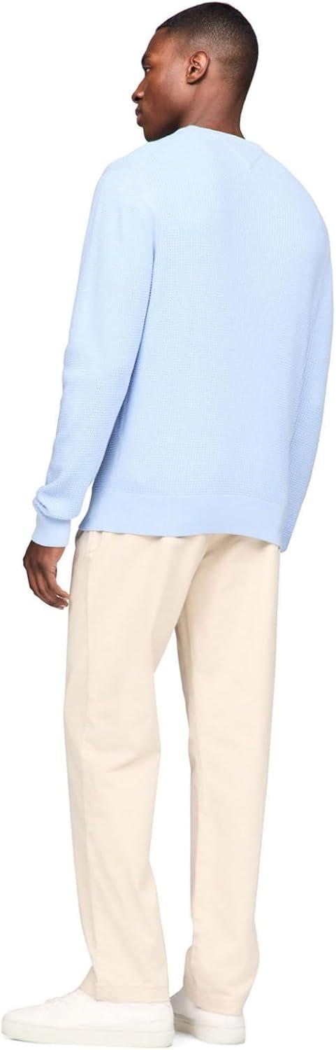 imageTommy Hilfiger mens Waffle Knit Crewneck Sweater Lightweight Pullover Also Available in Big ampamp TallVessel Blue