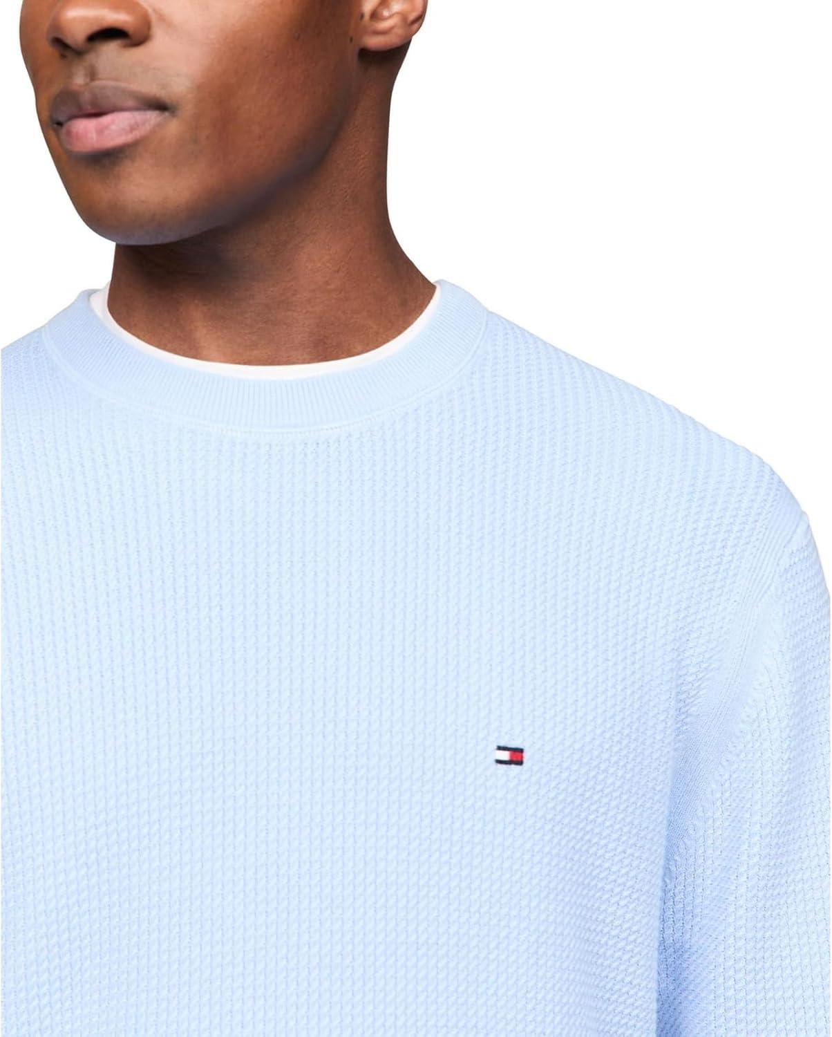 imageTommy Hilfiger mens Waffle Knit Crewneck Sweater Lightweight Pullover Also Available in Big ampamp TallVessel Blue
