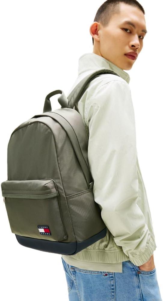 imageTommy Jeans Mens Essential Daily Dome Backpack MYSTIC PEBBLE One SizePewter GreenBlack