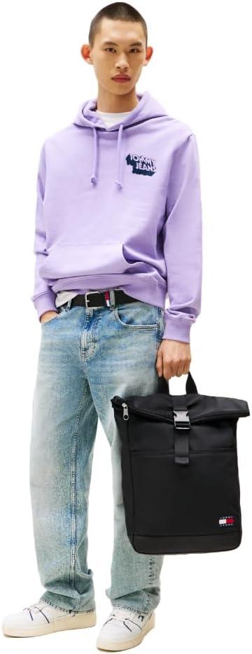imageTommy Jeans Mens Essential Daily Rolltop Backpack Pewter GreenBlack