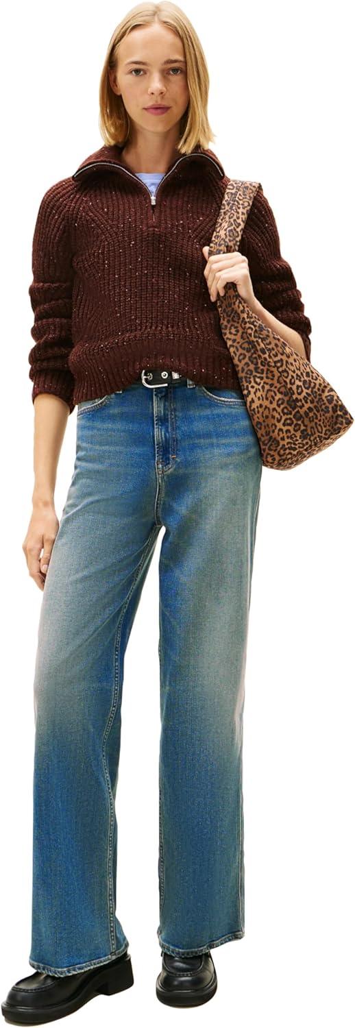 imageTommy Jeans Womens Claire High Rise Wide Leg JeansDenim Dark