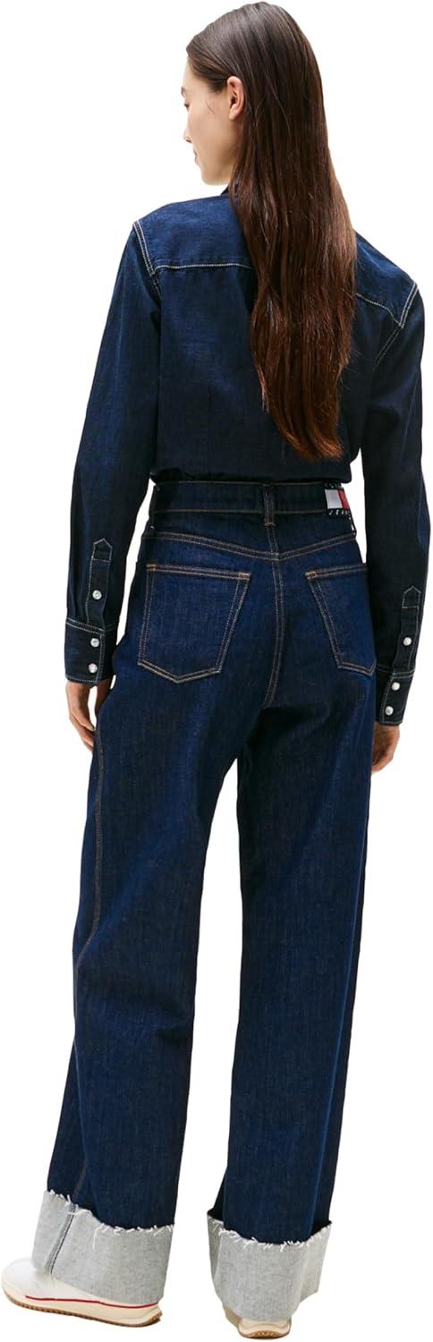 imageTommy Jeans Womens Claire High Rise Wide Leg JeansDenim Dark Turn Up