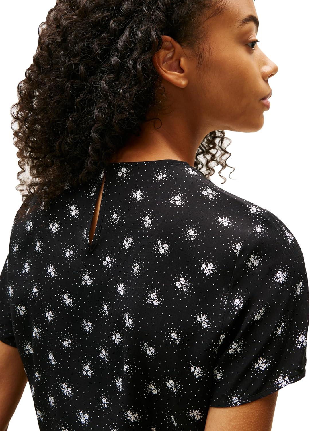 imageTommy Jeans Womens Fit and Flare Floral Design Summer Casual DressesBlack Floral Aop
