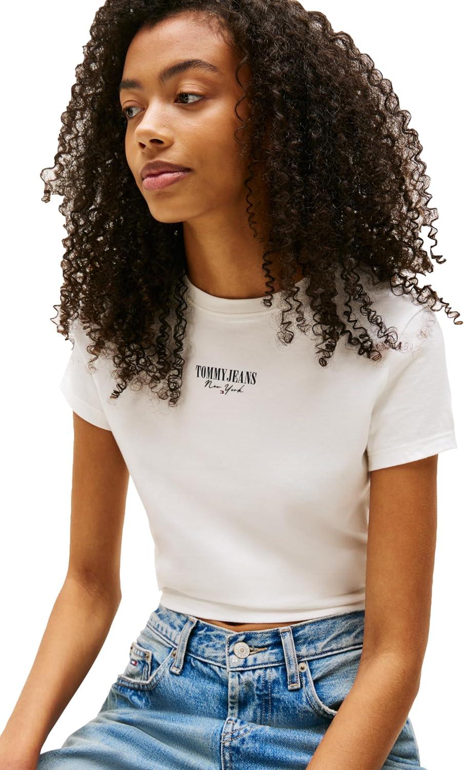 imageTommy Jeans Womens Graphic Tee with Printed Logo DesignEcru