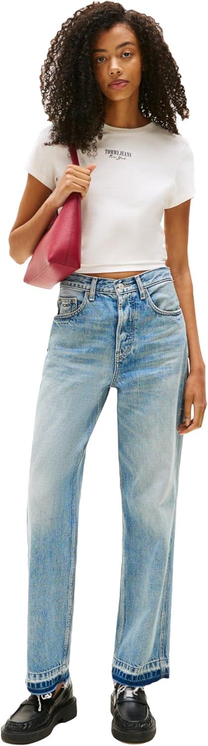 imageTommy Jeans Womens Graphic Tee with Printed Logo DesignEcru