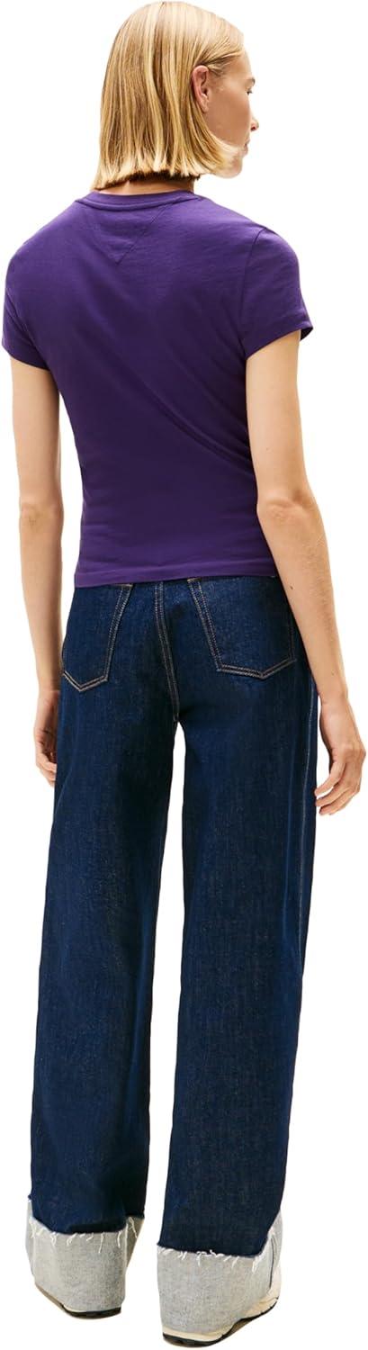 imageTommy Jeans Womens Graphic Tee with Rhinestone Flag LogoNocturnal Purple