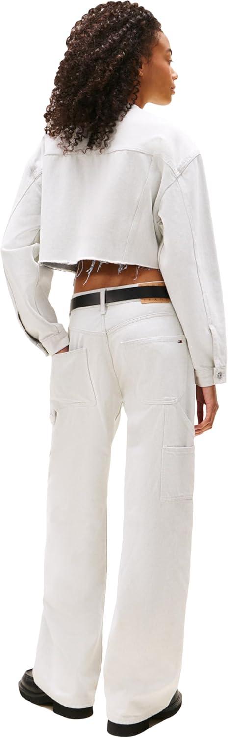 imageTommy Jeans Womens Lightweight Collarless Cropped Jean JacketDenim White