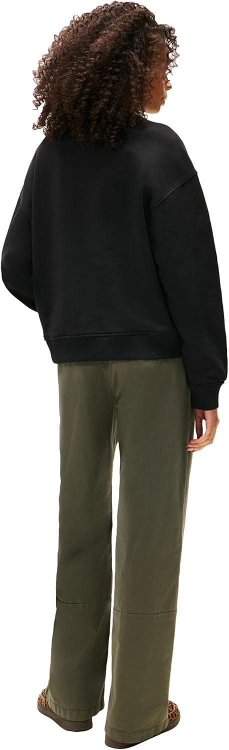 imageTommy Jeans Womens Medium Weight Pullover Crewneck with Center Embroidered Flag LogoBlack