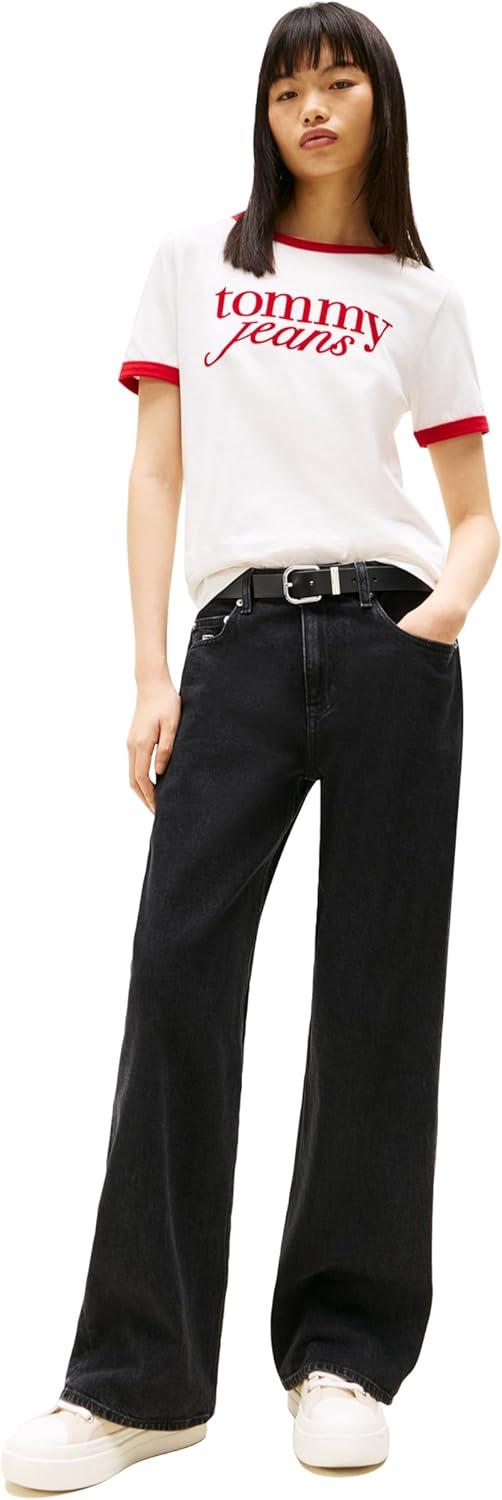 imageTommy Jeans Womens Mia Mid Rise Relaxed Straight JeansDenim Black
