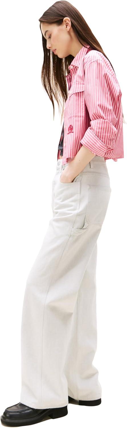 imageTommy Jeans Womens Mia Mid Rise Relaxed Straight JeansDenim White