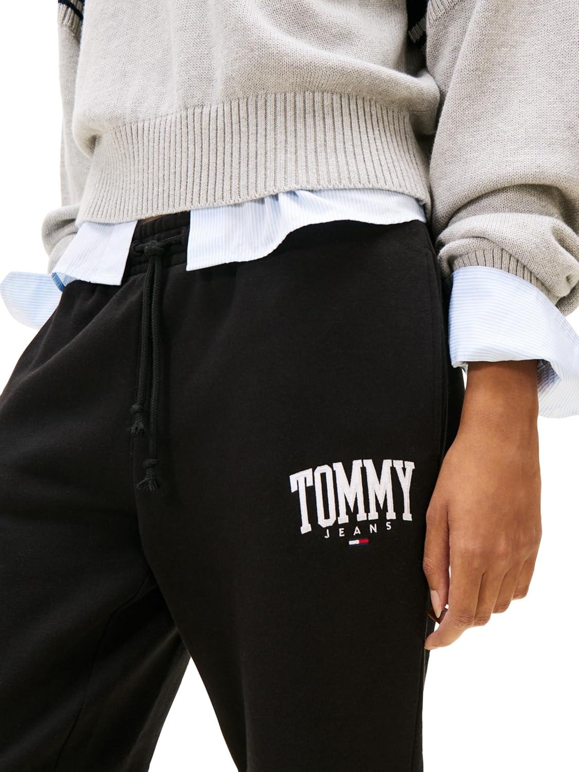 imageTommy Jeans Womens Regular Logo Jogger Sweatpants with Drawstring TiesBlack