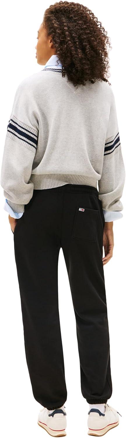 imageTommy Jeans Womens Regular Logo Jogger Sweatpants with Drawstring TiesBlack