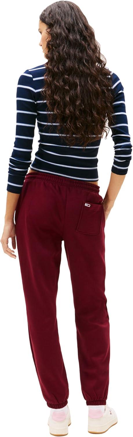 imageTommy Jeans Womens Regular Logo Jogger Sweatpants with Drawstring TiesDeep Rouge