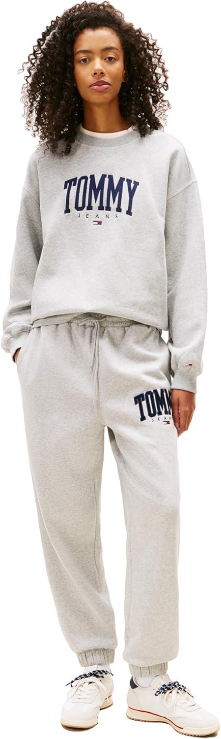 imageTommy Jeans Womens Regular Logo Jogger Sweatpants with Drawstring TiesLight Grey Heather