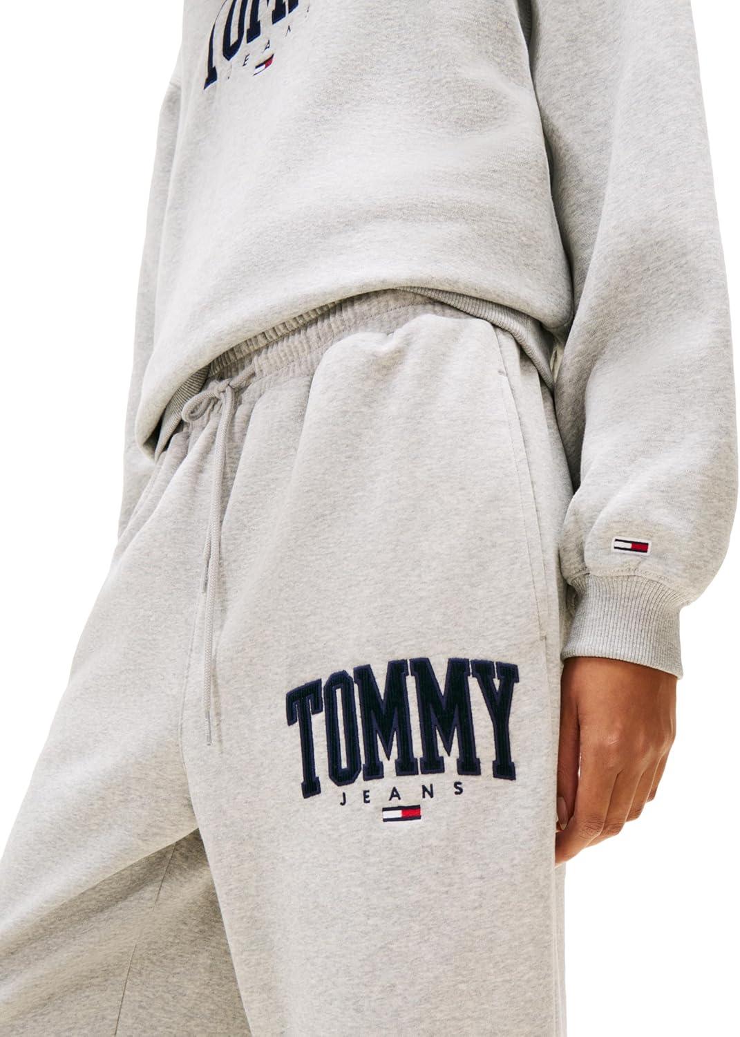 imageTommy Jeans Womens Regular Logo Jogger Sweatpants with Drawstring TiesLight Grey Heather