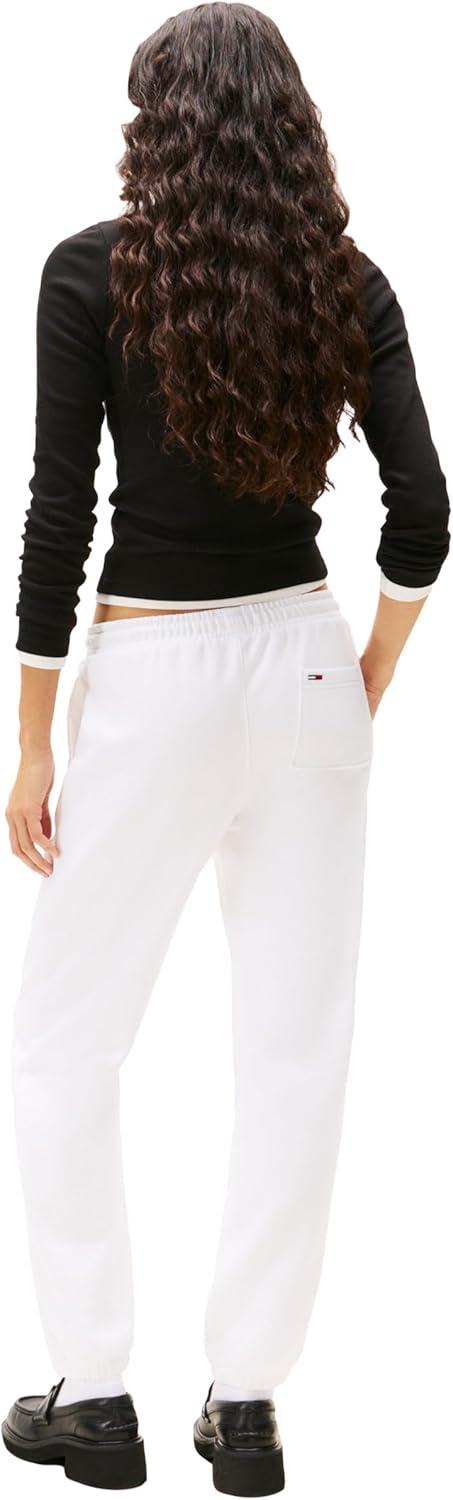 imageTommy Jeans Womens Regular Logo Jogger Sweatpants with Drawstring TiesOptic White