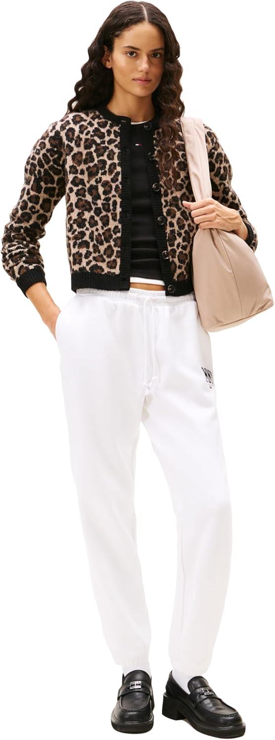 imageTommy Jeans Womens Regular Logo Jogger Sweatpants with Drawstring TiesOptic White