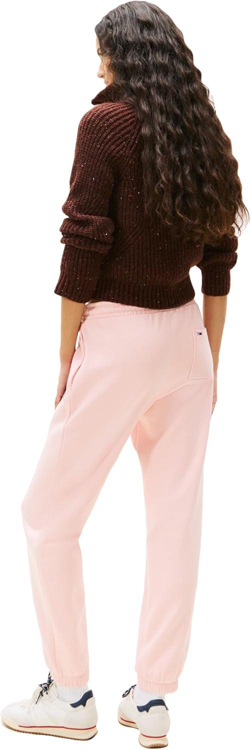 imageTommy Jeans Womens Regular Logo Jogger Sweatpants with Drawstring TiesPink Dream