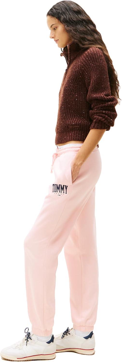 imageTommy Jeans Womens Regular Logo Jogger Sweatpants with Drawstring TiesPink Dream