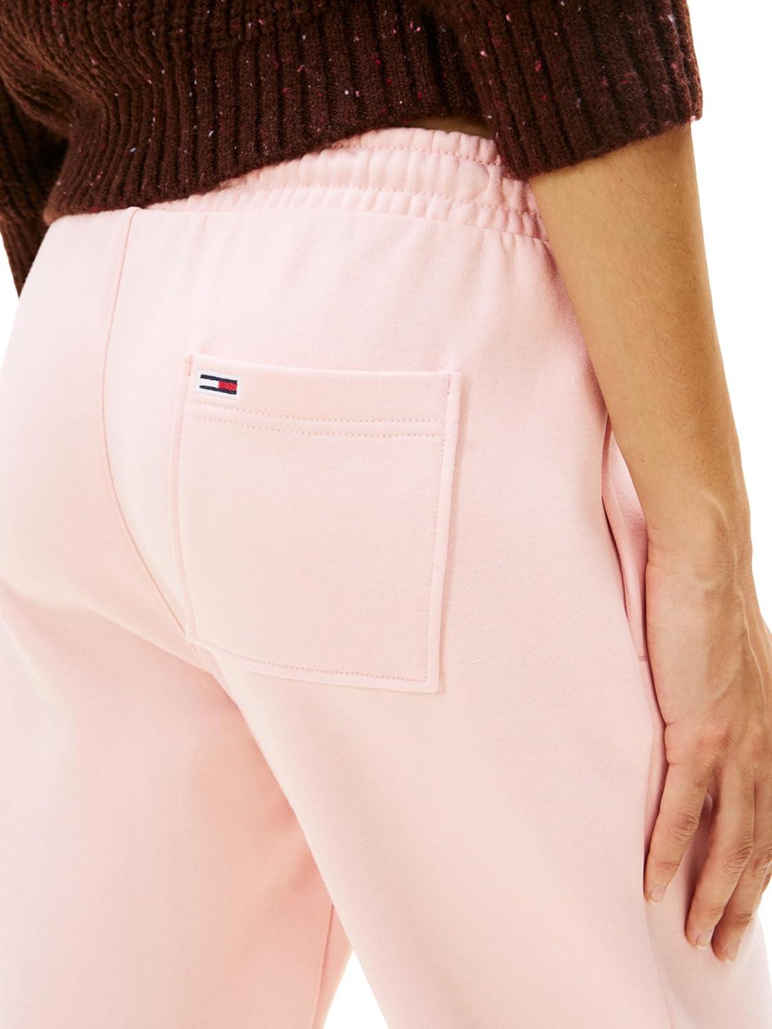 imageTommy Jeans Womens Regular Logo Jogger Sweatpants with Drawstring TiesPink Dream