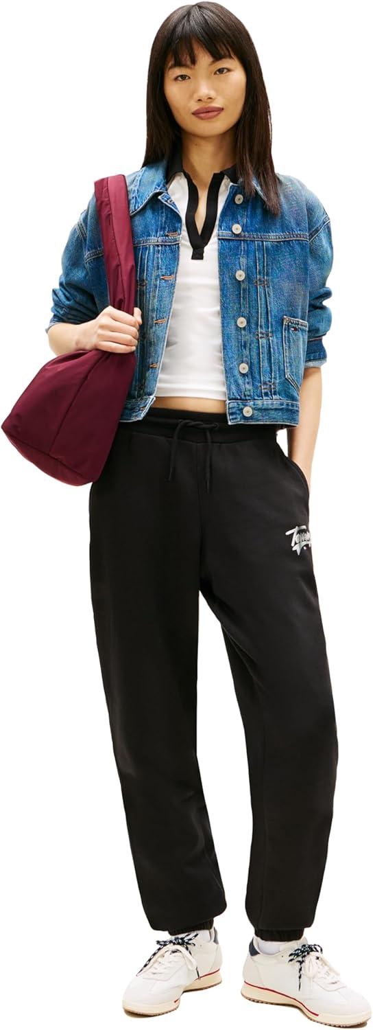 imageTommy Jeans Womens Relaxed Printed Logo Jogger SweatpantsBlack