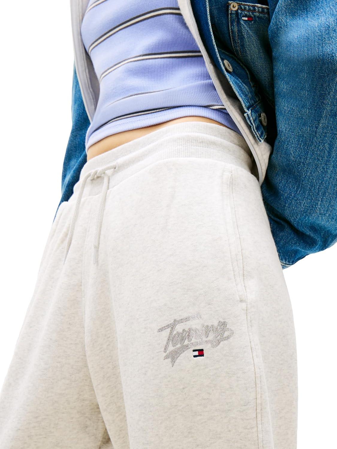 imageTommy Jeans Womens Relaxed Printed Logo Jogger SweatpantsLight Grey Heather
