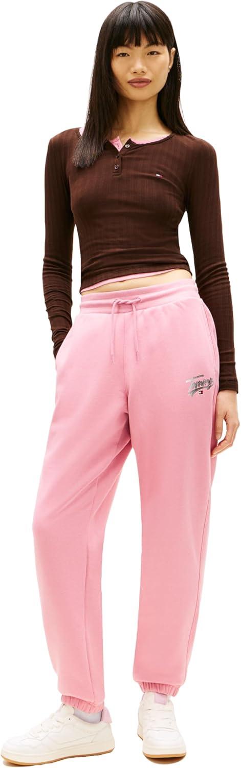 imageTommy Jeans Womens Relaxed Printed Logo Jogger SweatpantsMystic Pink