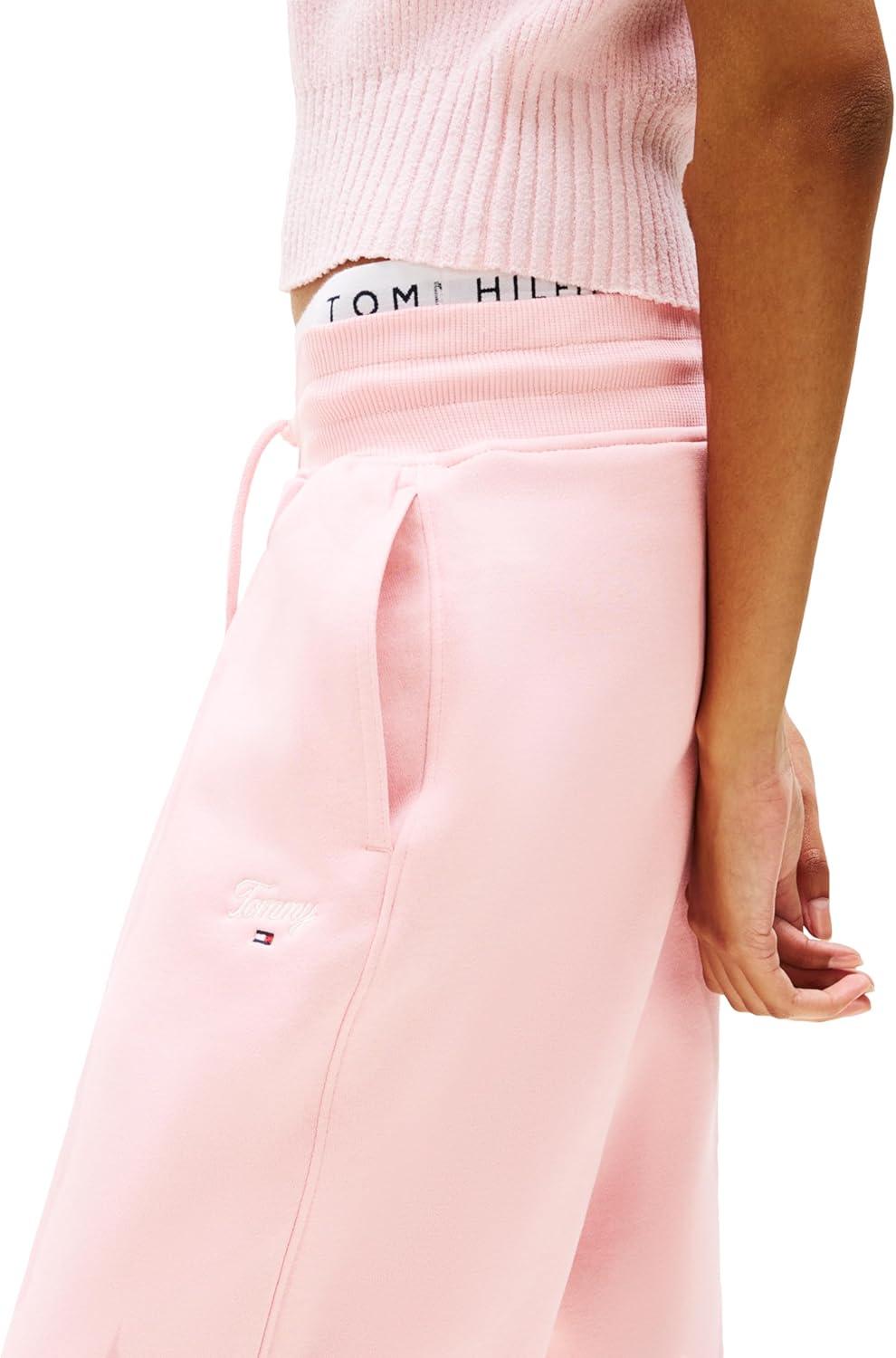 imageTommy Jeans Womens Relaxed Script Logo Jogger Sweatpants with Drawstring TiesBallet Pink