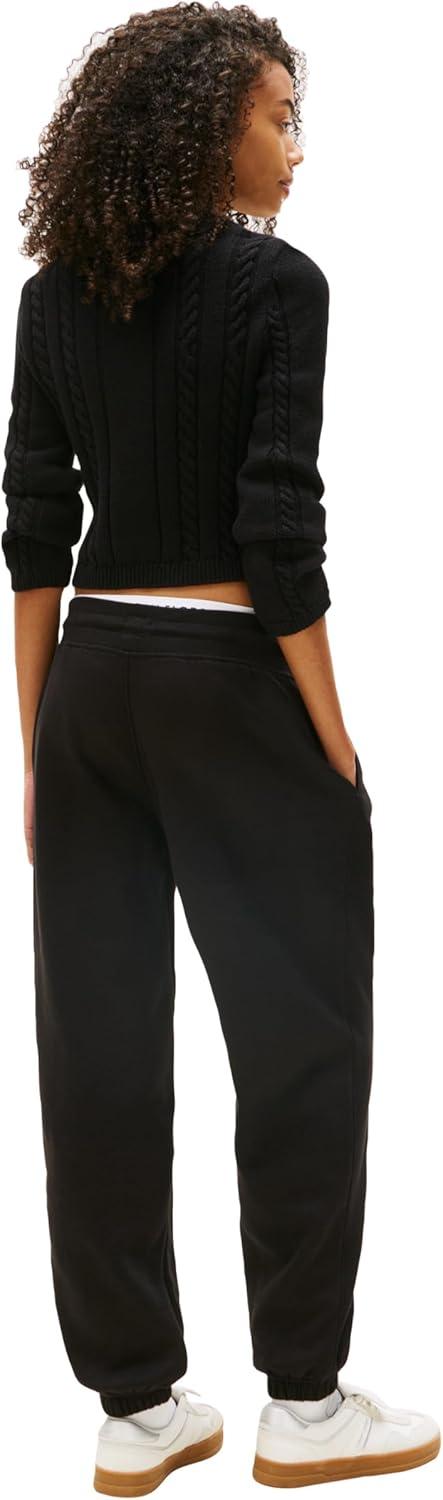 imageTommy Jeans Womens Relaxed Script Logo Jogger Sweatpants with Drawstring TiesBlack