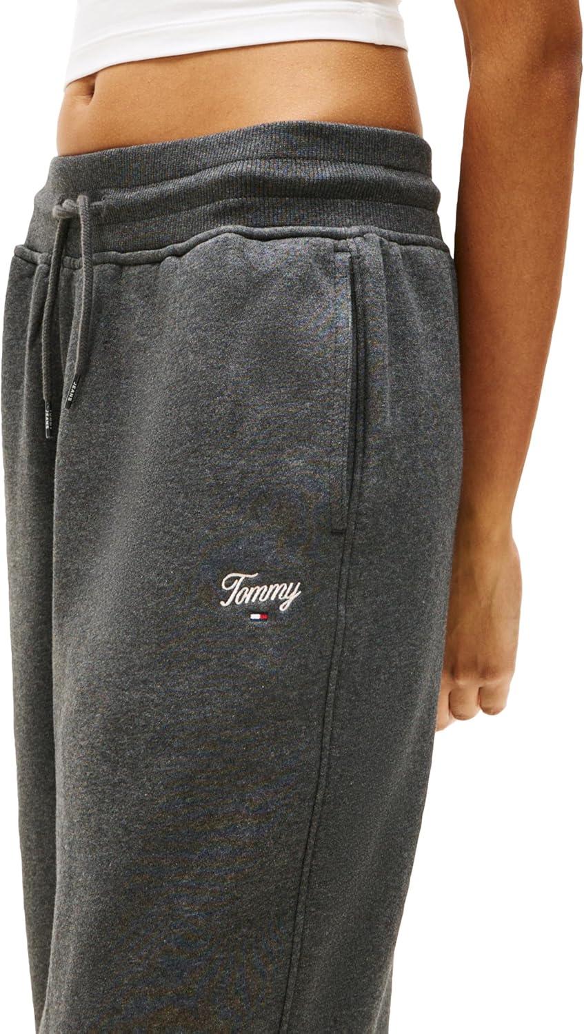 imageTommy Jeans Womens Relaxed Script Logo Jogger Sweatpants with Drawstring TiesDark Grey Heather