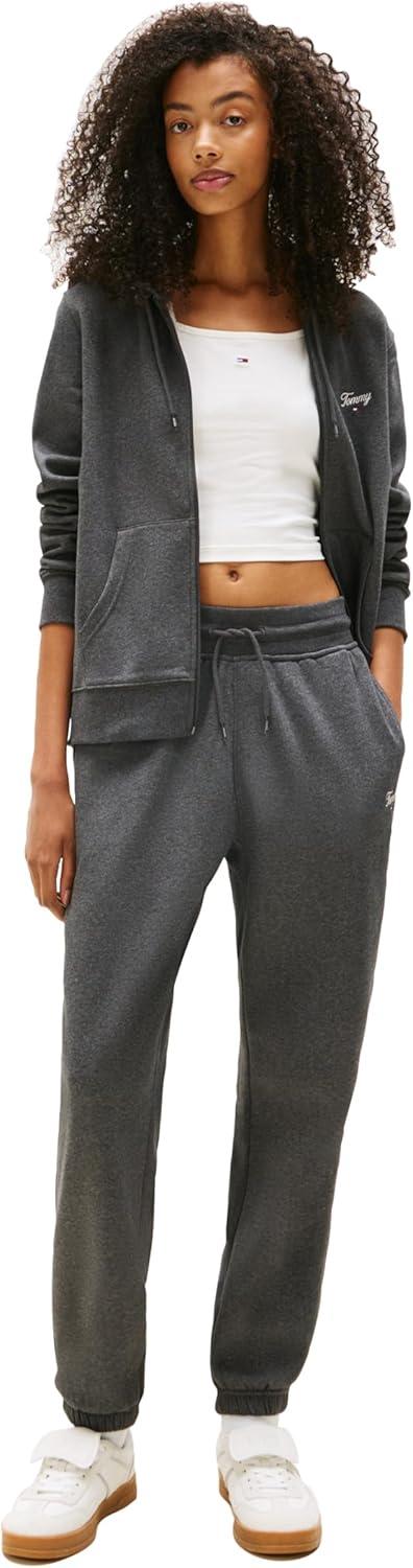 imageTommy Jeans Womens Relaxed Script Logo Jogger Sweatpants with Drawstring TiesDark Grey Heather
