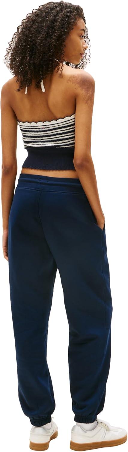 imageTommy Jeans Womens Relaxed Script Logo Jogger Sweatpants with Drawstring TiesDark Night Navy