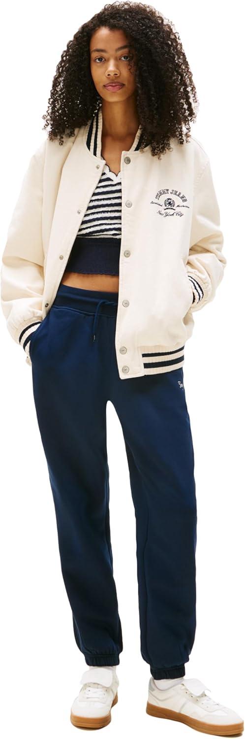 imageTommy Jeans Womens Relaxed Script Logo Jogger Sweatpants with Drawstring TiesDark Night Navy