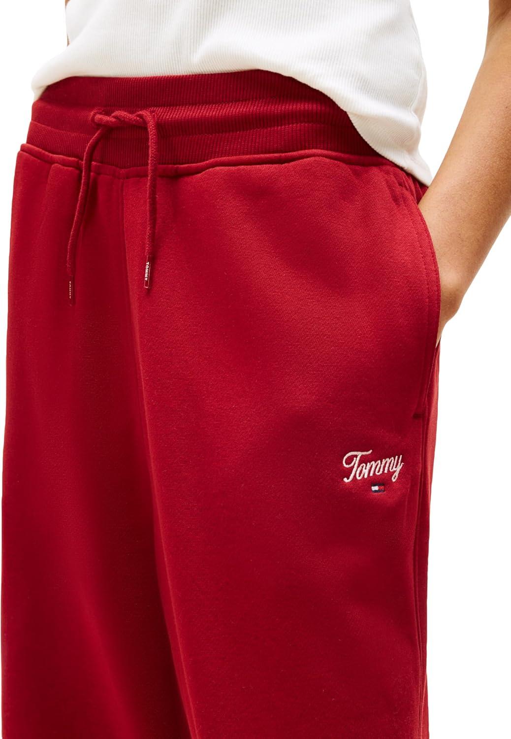 imageTommy Jeans Womens Relaxed Script Logo Jogger Sweatpants with Drawstring TiesRegatta Red