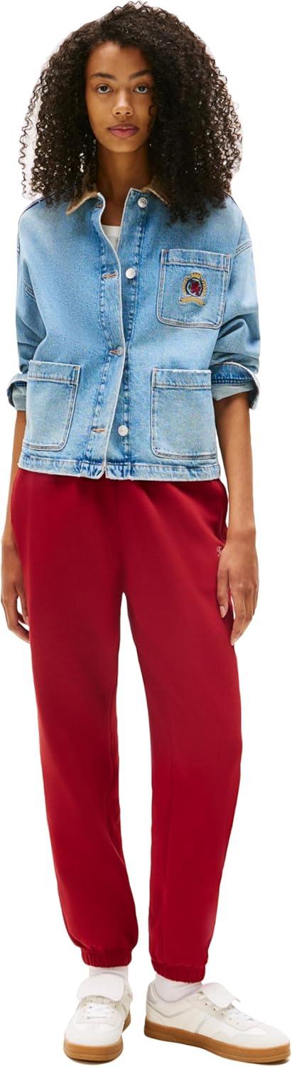 imageTommy Jeans Womens Relaxed Script Logo Jogger Sweatpants with Drawstring TiesRegatta Red