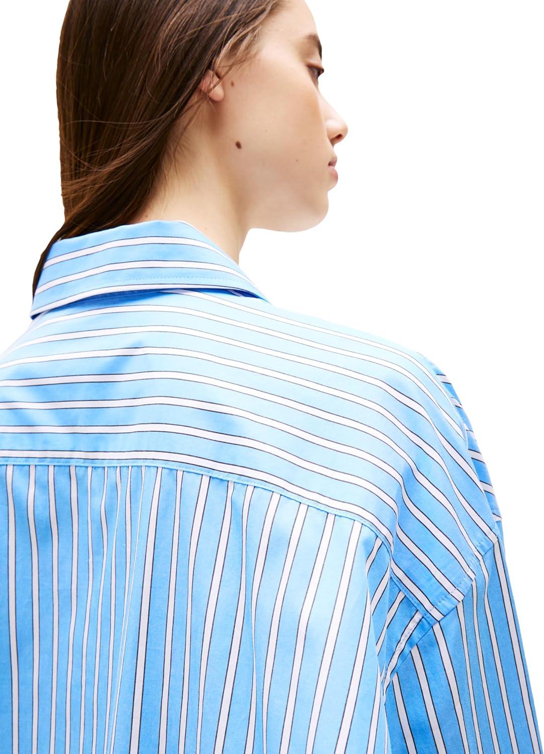 imageTommy Jeans Womens Shirt Dress with Flag LogoEcru Blue Stripe