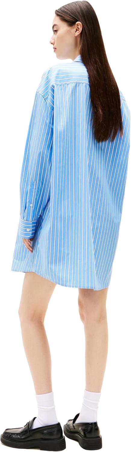 imageTommy Jeans Womens Shirt Dress with Flag LogoEcru Blue Stripe