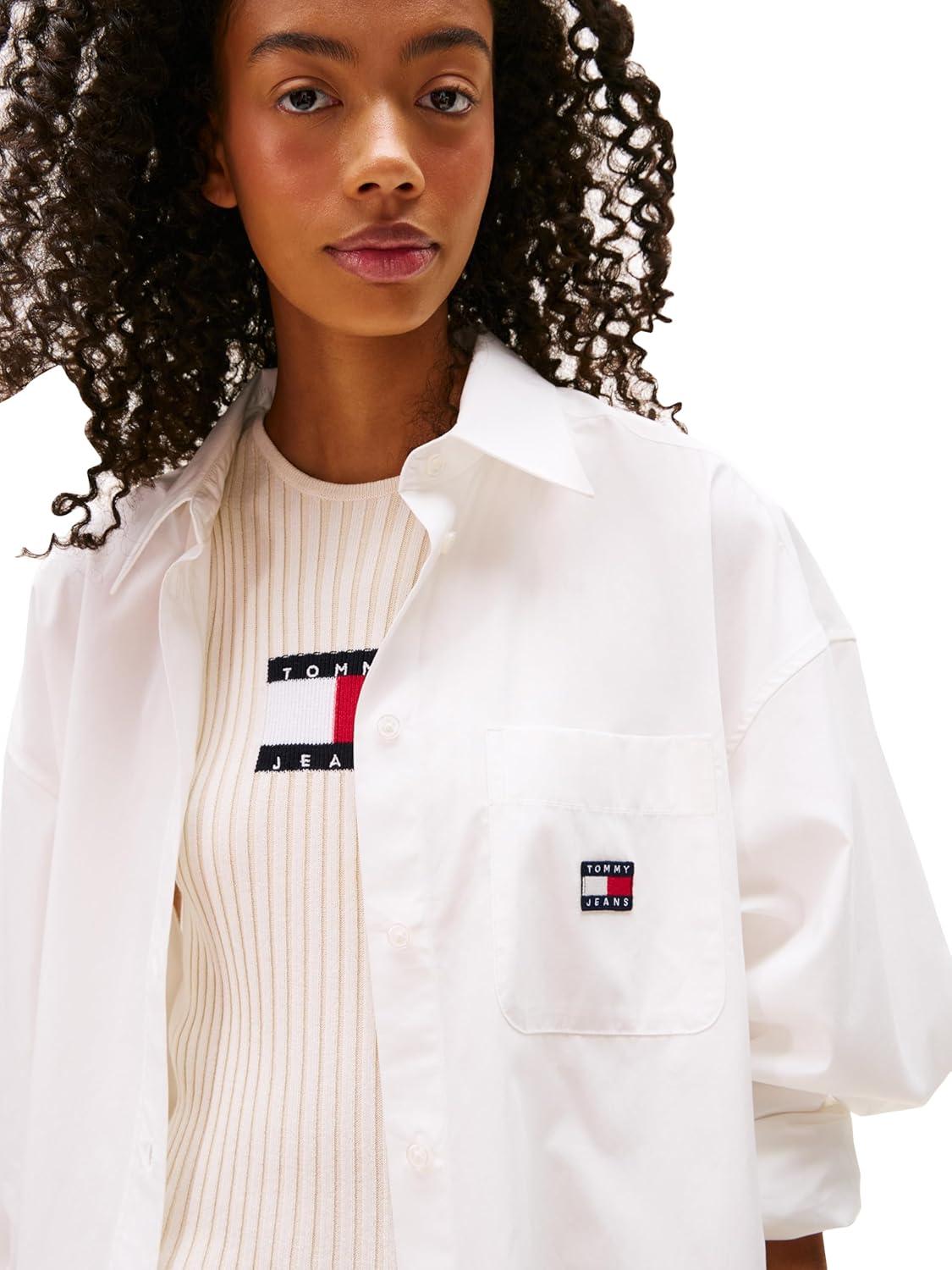 imageTommy Jeans Womens Shirt Dress with Flag LogoEcru
