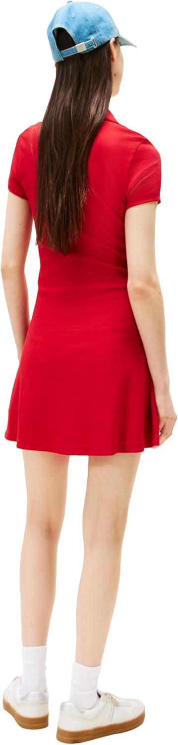 imageTommy Jeans Womens Short Sleeve Polo Dress with Stretch Summer Casual DressesSapphire Red
