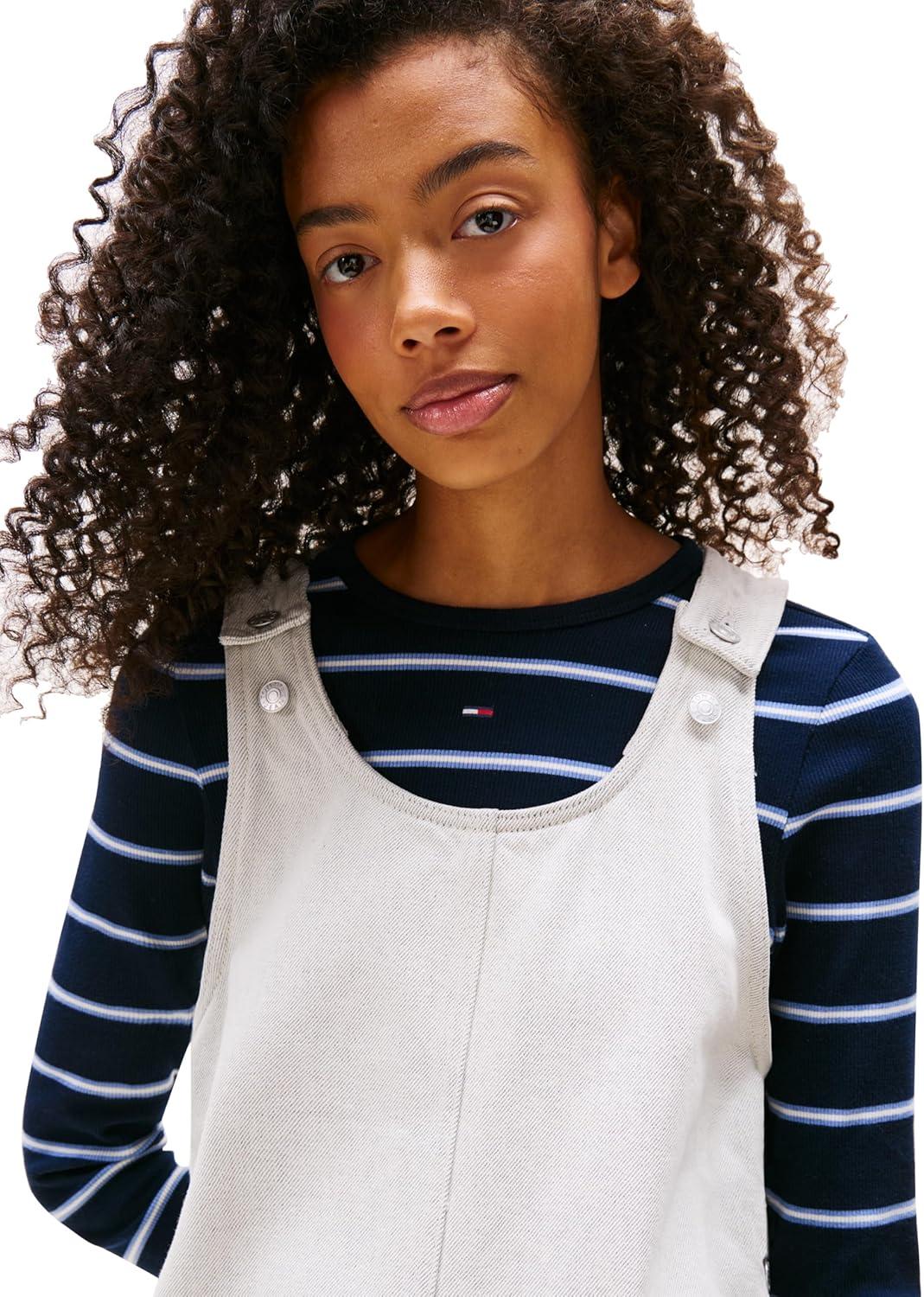 imageTommy Jeans Womens Sleeveless Pinafore Dress with PocketsDenim White