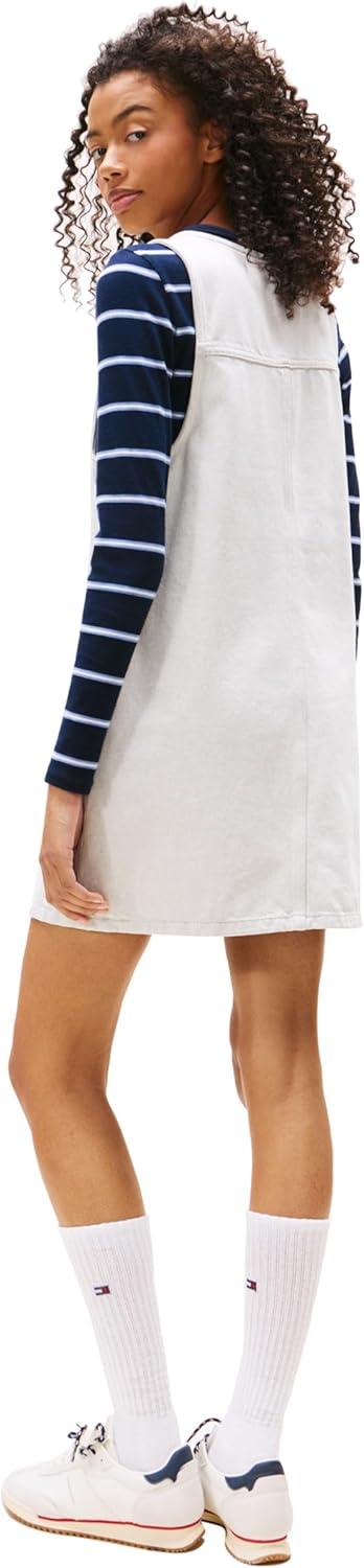 imageTommy Jeans Womens Sleeveless Pinafore Dress with PocketsDenim White