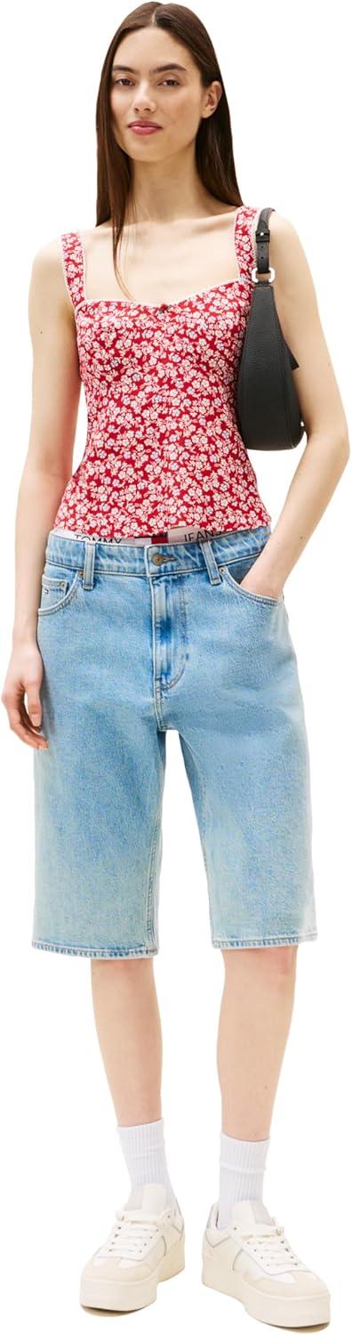 imageTommy Jeans Womens Sleeveless Shirt with Floral DesignRed Small Flowers