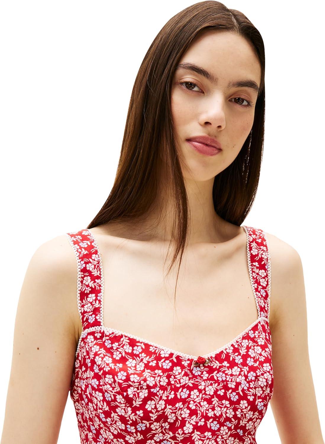 imageTommy Jeans Womens Sleeveless Shirt with Floral DesignRed Small Flowers
