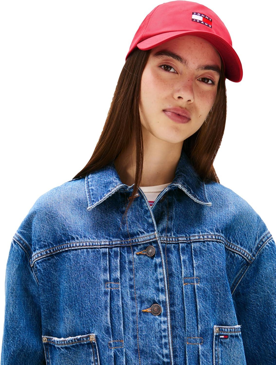 imageTommy Jeans Womens Tommy Jeans Hats for Women Cotton Logo Adjustable Baseball CapVintage Cerise